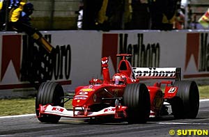 Schumacher and the F2003-GA winning in Spain