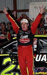 Joe Nemechek celebrates victory at Richmond