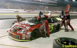 Joe Nemechek pits on his way to victory