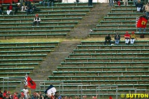 The empty grandstands at Imola