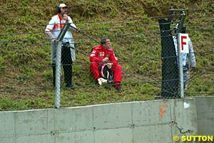 Barrichello after retiring from the Brazilian GP