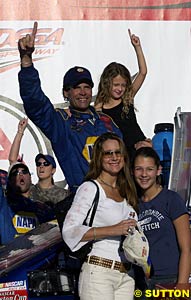 Winner Michael Waltrip and family