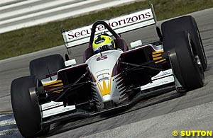 Bruno Junqueira at testing at Sebring