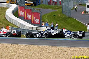 Ralf Schumacher & Juan Pablo Montoya collide at the European Grand Prix