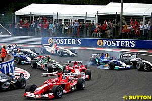 The start of the 2004 Belgian Grand Prix