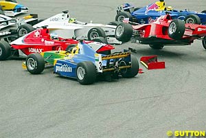 A typical La Source disagreement. F3000, Spa-Francorchamps, 2002