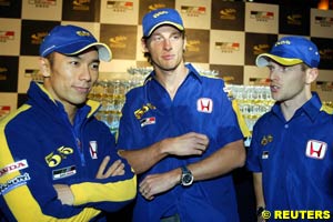 Takuma Sato, Jenson Button, Anthony Davidson; in 555 branding for the Chinese GP
