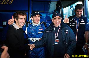 Alain Prost, Jarno Trulli, Corrado Provera, 1999 Grand Prix of Luxembourg