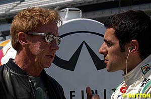 Dr Steve Olvey chats with Dario Franchitti at the 2002 Indy 500