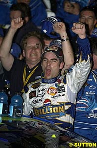 Jeff Gordon celebrates victory at Daytona