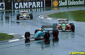 Gugelmin, Nannini, Mansell at Silverstone 1988