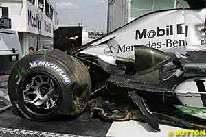 The remains of Raikkonen's Mclaren