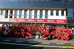 Ferrari celebrate victory in the Hungarian Grand Prix and the World Constructor's Championship