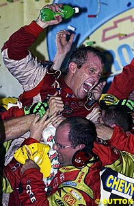 Jeremy Mayfield celebrates his first win in four years and making the 'Chase'