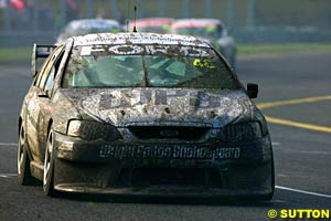 The car of Alex Yoong/John McIntyre was the cause of three safety car periods when it got straned on the wet and muddy grass, while their teammates brought out another two