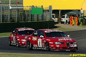 Gabriele Tarquini leads teammate Fabrizio Giovanardi, the duo finishing 1-2 in both races