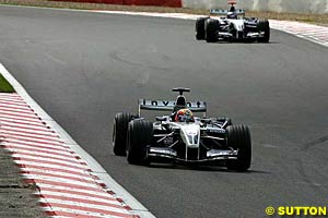 Running ahead of Juan Pablo Montoya in the Belgian Grand Prix