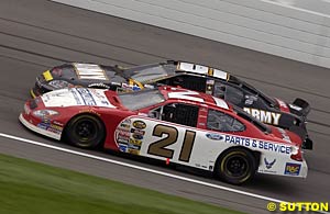 Ricky Rudd and Joe Nemechek battle side-by-side