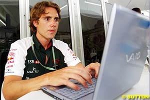 Bjorn working on his column at Sepang