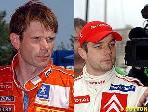 Original winner Marcus Gronholm, left, and new winner Sebastien Loeb, right