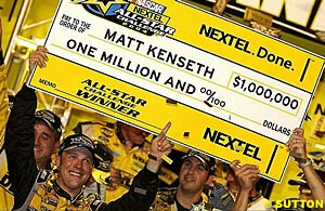 Matt Kenseth with his million dollar cheque