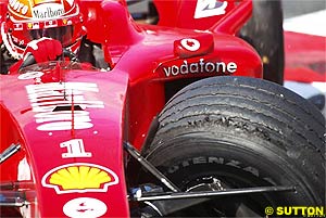 Schumacher's damaged Ferrari