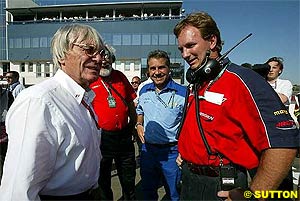 Horner with Bernie Ecclestone at Imola