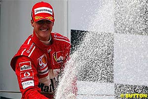 Schumacher celebrated his fifth win of 2004