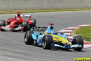 Trulli led the race, but Schumacher was too fast in the end