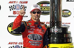 Winner Jeff Gordon in Victory Lane after winning in California