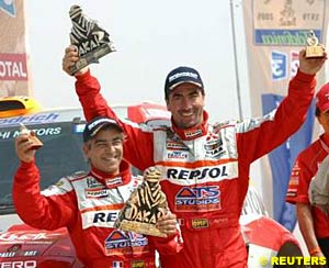 Car winners Jean-Paul Cottret and Stephane Peterhansel