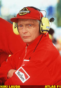 Niki Lauda On the Pit Wall
