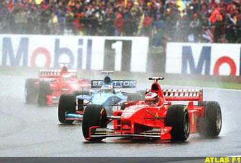 Silverstone 1998 - Schumacher, Wurz and Irvine