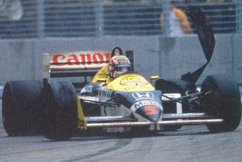 Mansell with the blown tyre, Australia 1986