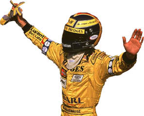 Heinz Harald Frentzen celebrates