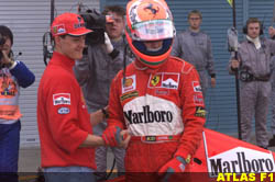 disappointed Ferrari teammates