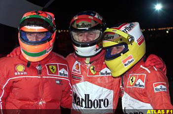 The Three Ferrari drivers: Schuey, Luca And Eddie