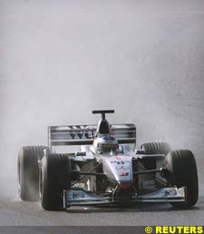 Mika Hakkinen in the wet