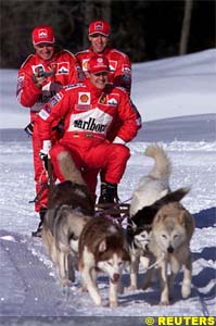 Schumacher takes Badoer and Barrichello for a ride