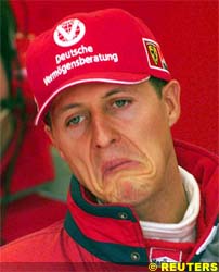 Schumacher makes a face at Barcelona, today