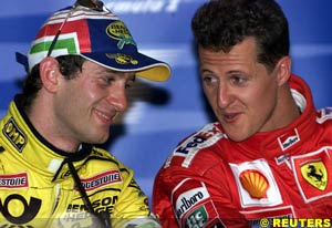 Jarno Trulli and Michael Schumacher, today