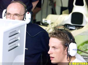 Button with team boss Frank Williams, today