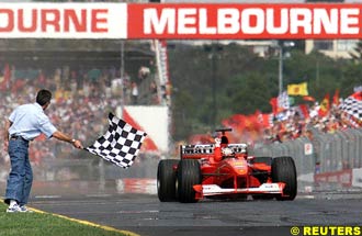 Schumacher crosses the finish line