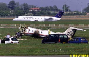 Coulthard's plane after the crash