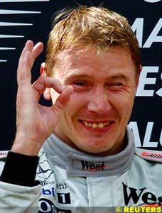 Hakkinen happy on the podium