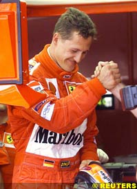 Schumacher after setting pole