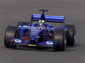 Burti in action today, testing the Prost for the first time