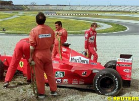 Luca Badoer after spinning off the track, today