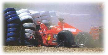 Michael Schumacher crashes at Silverstone